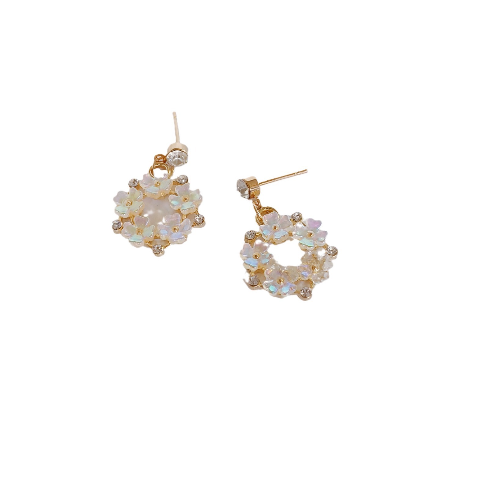 Hyuna style zircon colorful petal earrings and stud earrings, a Korean Internet celebrity on Instagram, are fashionable and sweet flower earrings and earrings Item Picture