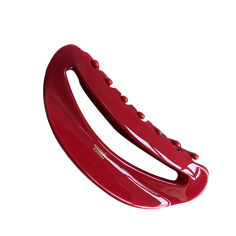 Red acetate grappling clips, niche acetate hair clips, spring and summer hair accessories, ins, high-end French retro chanted style hair clips Item Picture