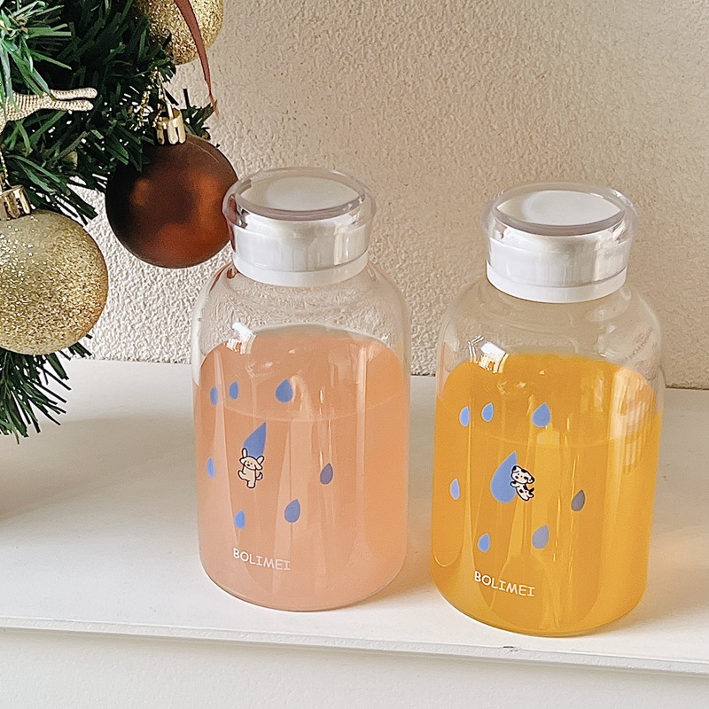 Student sealed portable cups, glass cups, girls' water cups, coffee cups that fall with rain, cold brew portable cups details Picture