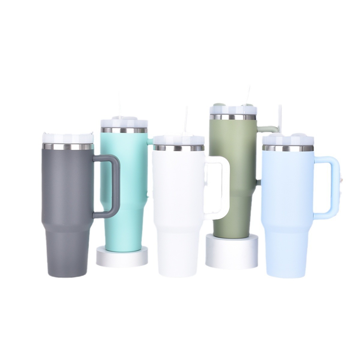 Cross-border 40oz second-generation handle car cup, 304 stainless steel vacuum insulated cup, high appearance level, ice cup with straw Item Picture