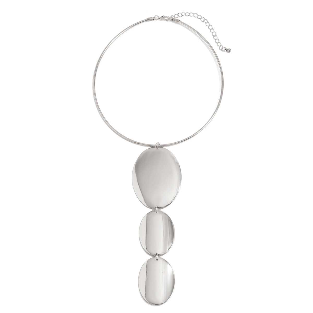 Simple and fashionable cross-border accessories from Europe and America, ins diamond-shaped spliced tassel collar, hot girl Y-shaped flat snake bone chain necklace Item Picture