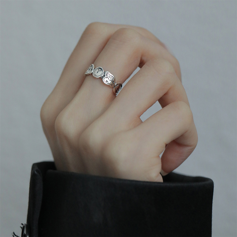 A cute anime cartoon character opening adjustable ring for women's Instagram, a niche design with a high-end feel, 2022 new style details Picture