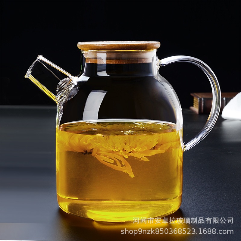 Large-capacity glass teapot, cold water bottle, household high-temperature resistant, explosion-proof high borosilicate large-mouth brewing teapot, transparent cold water bottle Item Picture