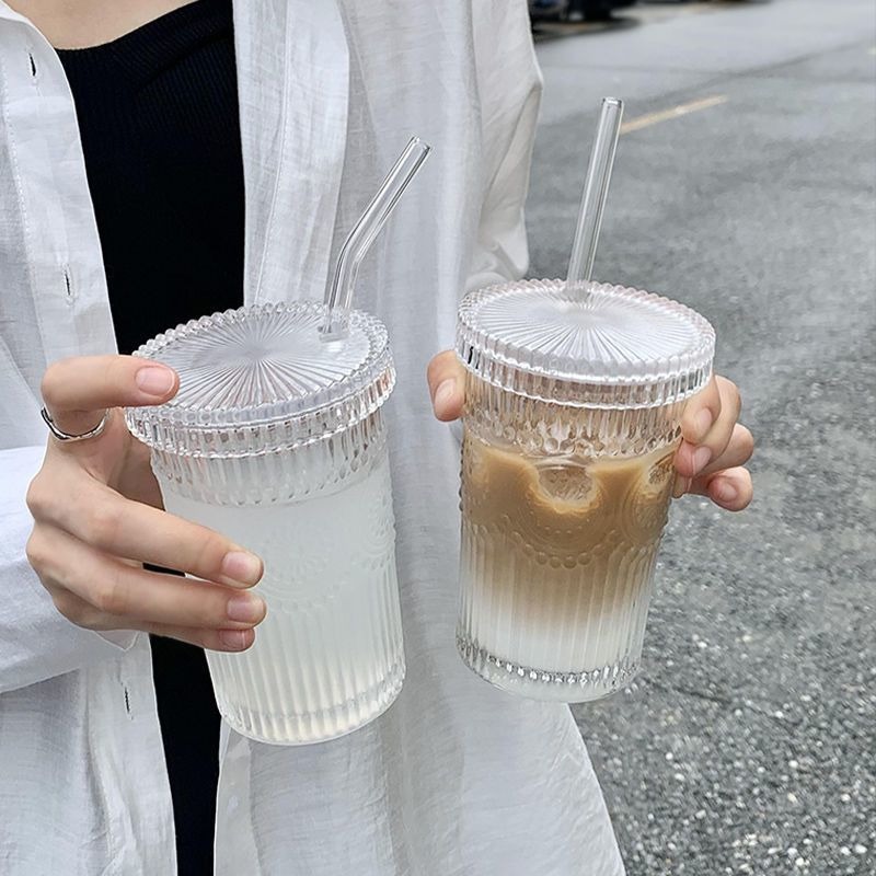 Nordic glass cups, retro sunflower relief water cups, InS-style thickened juice cups, home wine glasses, breakfast cups Specification drawing