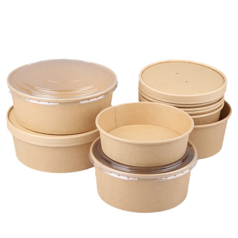 Disposable paper bowls, household round packaging instant noodle bowls, paper lunch boxes, takeout salad bowls, commercial whole box wholesale Item Picture