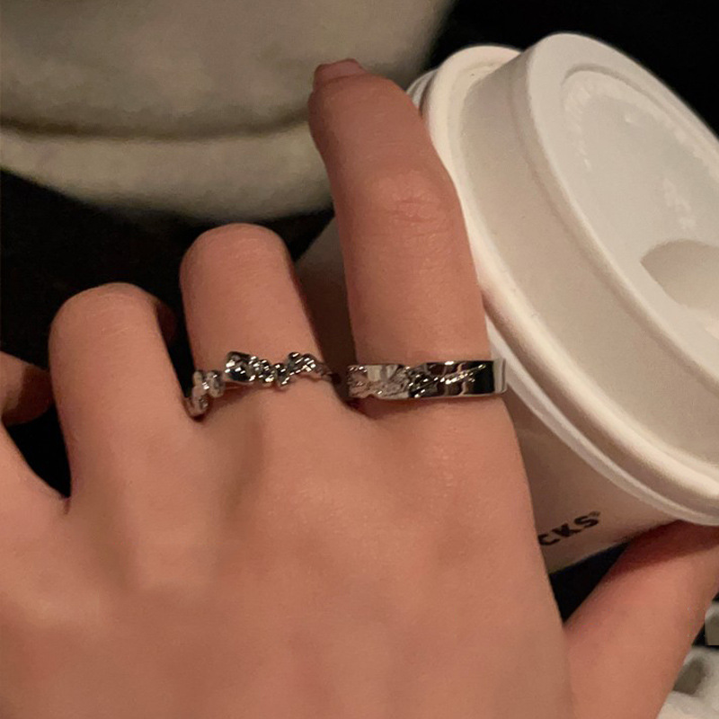 Trendy and versatile open ring, sweet and cool cool ring for women, simple and individual style, niche ins index finger ring details Picture