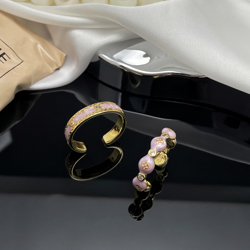 French retro gilded purple drip glaze open ring, feminine charm, niche cold style, sweet and cool fashion ring Specification drawing