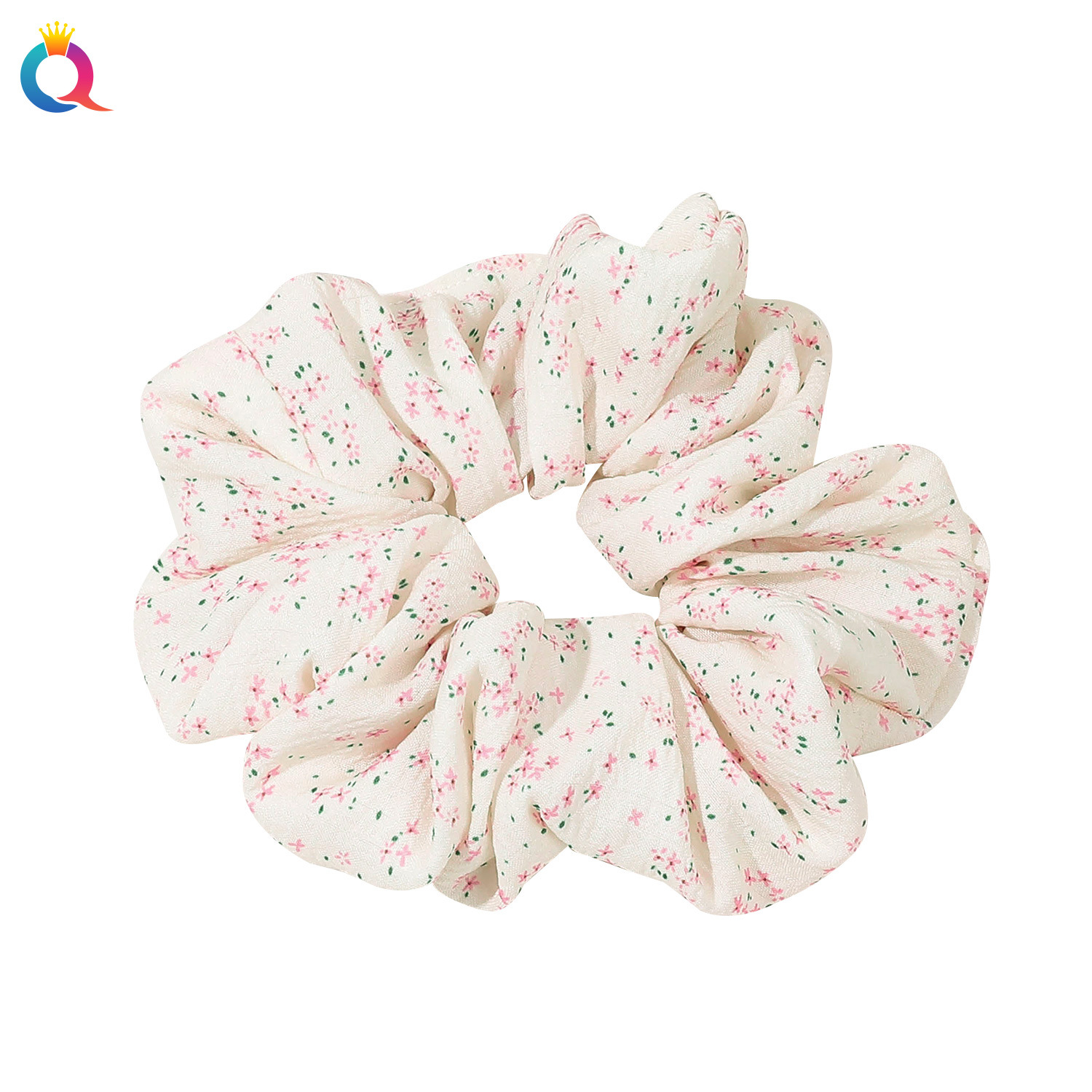 Qiyue Cross-border Floral Large Intestine hair Band, cute and fresh, leather band hair tie, high-end Korean-style hair accessory wholesale Item Picture