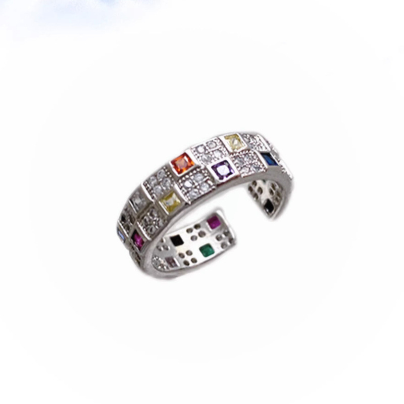 New retro colored zircon high-end open ring for women, a niche design with a cold style, fashionable and exquisite ring for women Item Picture