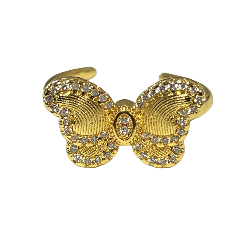 New Chinese-style court-style lace cutout light luxury ring, trendy butterfly brushed, niche exquisite retro autumn and winter accessory Item Picture