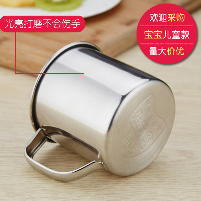 304 stainless steel mug, children's cup, thickened kindergarten cup with handle, children's tea cup details Picture