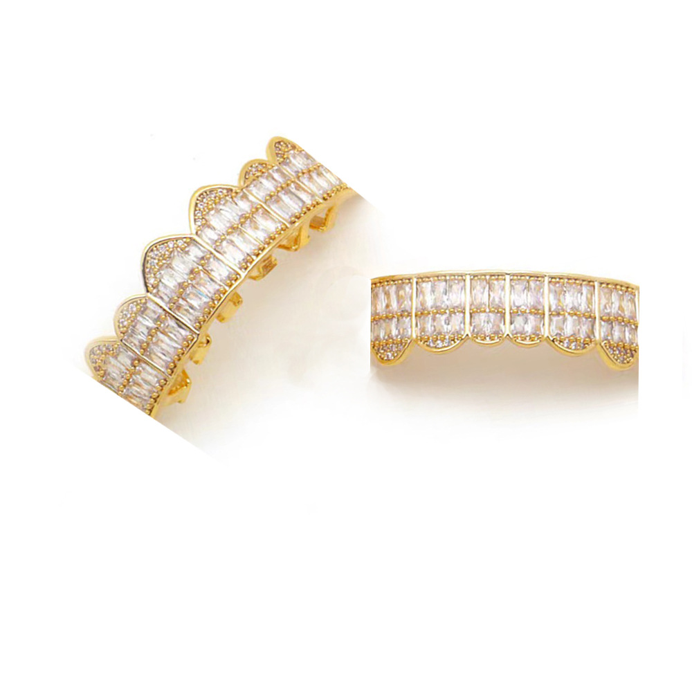 The new HIPHOP inlaid zircon bestseller Teeth Grillz in Europe and America is supplied by the manufacturer details Picture