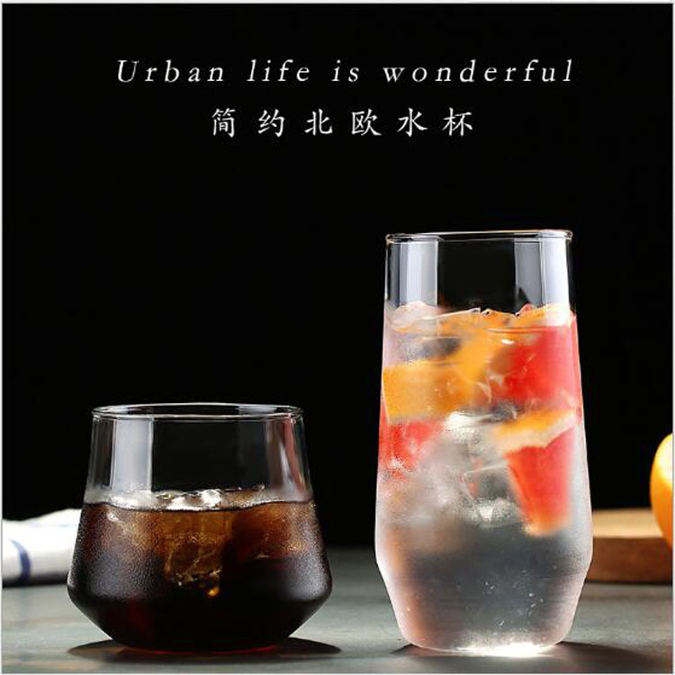 Home-use Nordic-style simple summer high borosilicate glass cups, milk breakfast cups, cold drink juice cups, mousse cups full figure