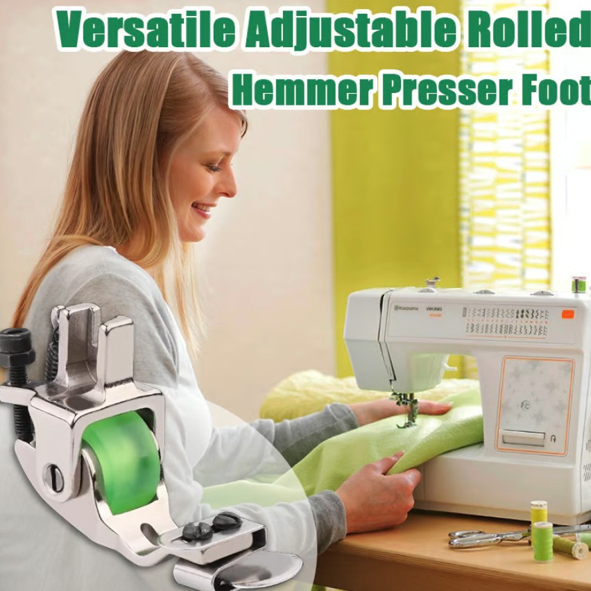 Versatile Adjustable Rolled Hemmer Presser Foot sewing full figure
