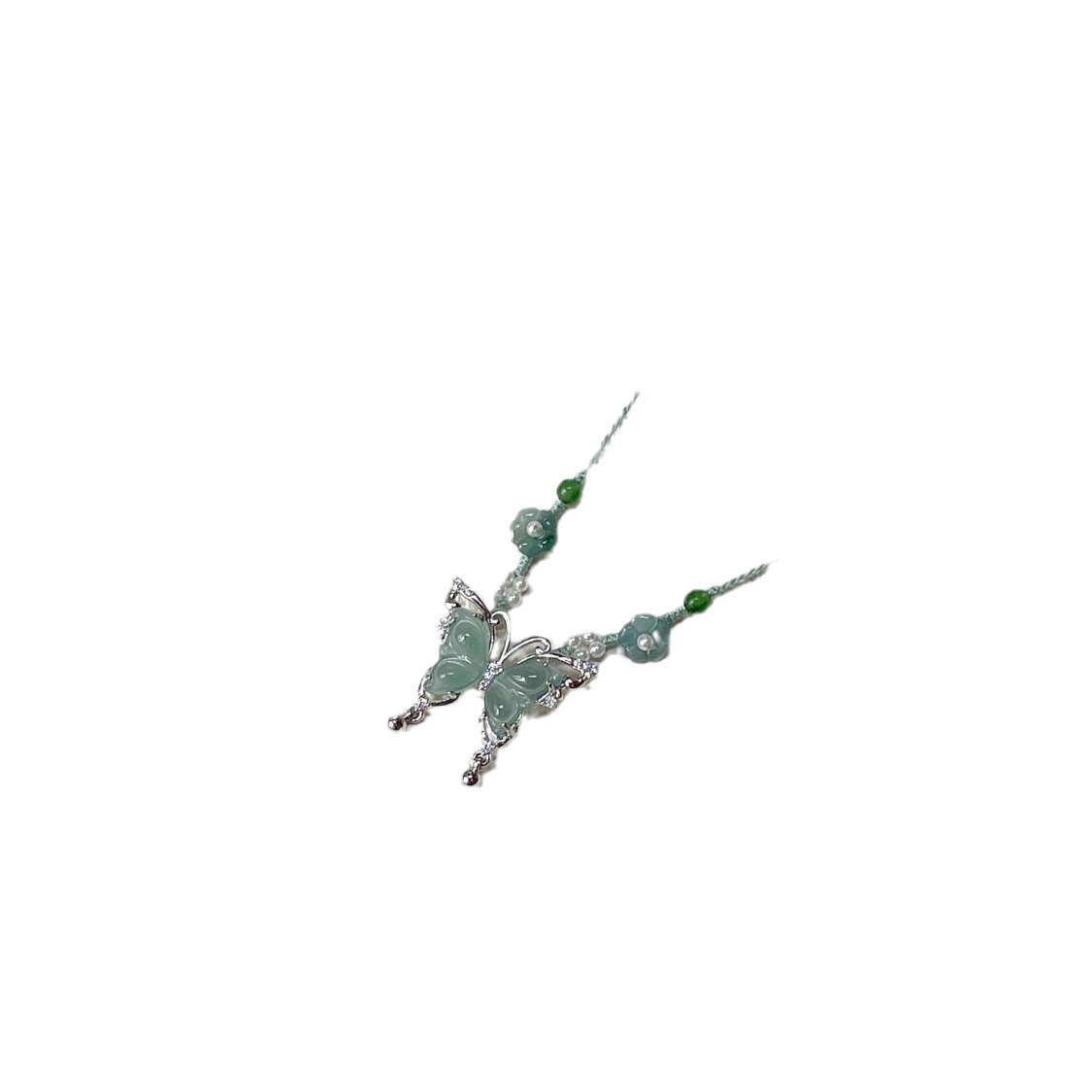 "Spring in Full Swing" Little Butterfly Necklace, a light luxury and niche summer accessory for women, 2024 new style, hand-woven rope Item Picture
