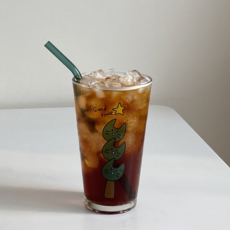 Homemade retro cartoon fun cat glass cups, juice cups, cute ancient-style dog cold drink cups, large gifts Application Scenario