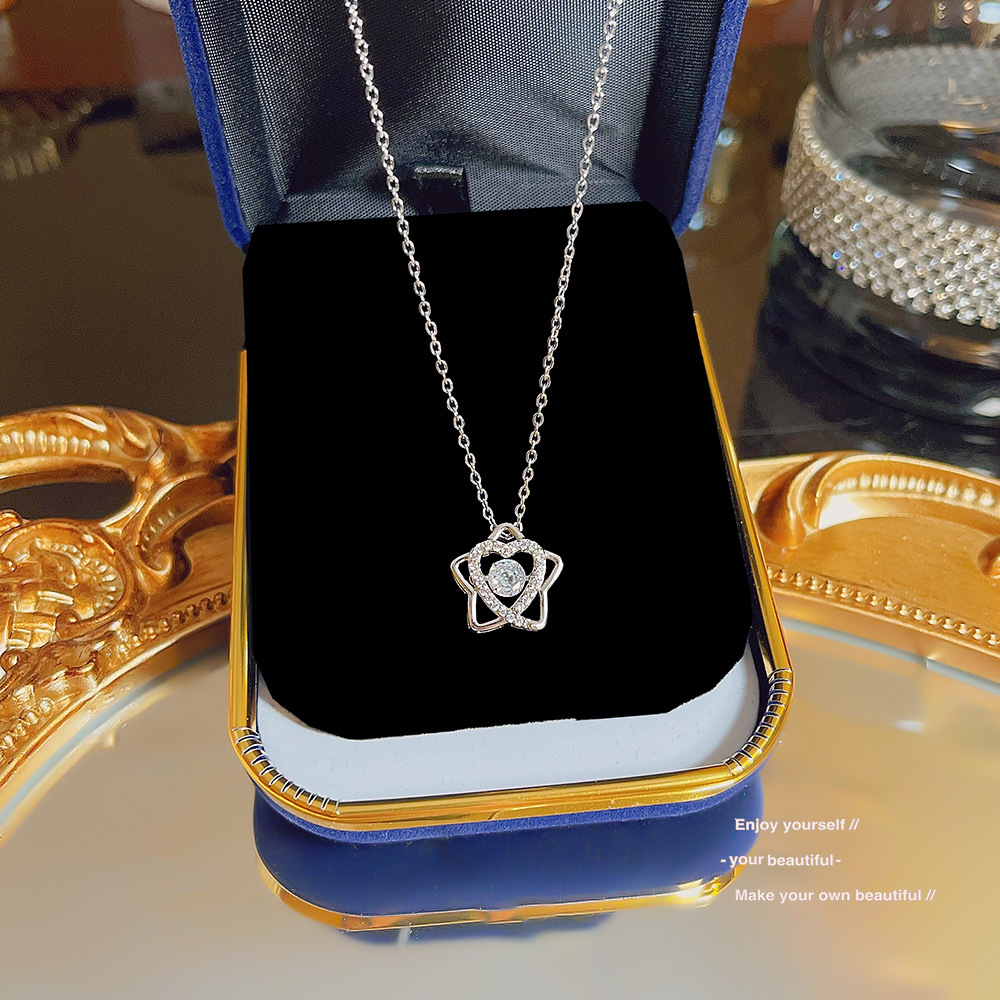 Sweet star necklace, niche zircon pendant, new bestseller in 2024, full-diamond high-end accessory new collarbone chain details Picture