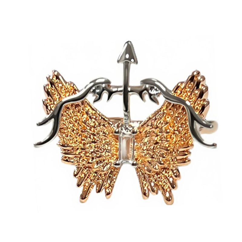 Cupid's Arrow Two-color butterfly feather open ring, a trendy and niche design for women on Instagram, stacked ring Item Picture