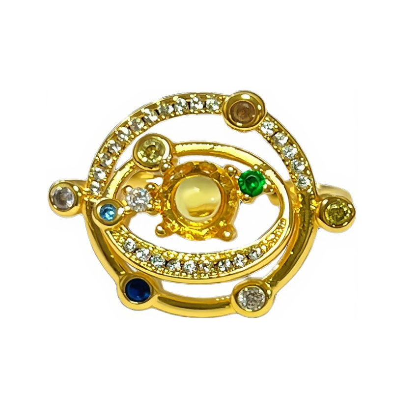 The new Chinese-style magpie style open ring, retro flower planet color diamond, exquisite and high-end, a niche ring Item Picture