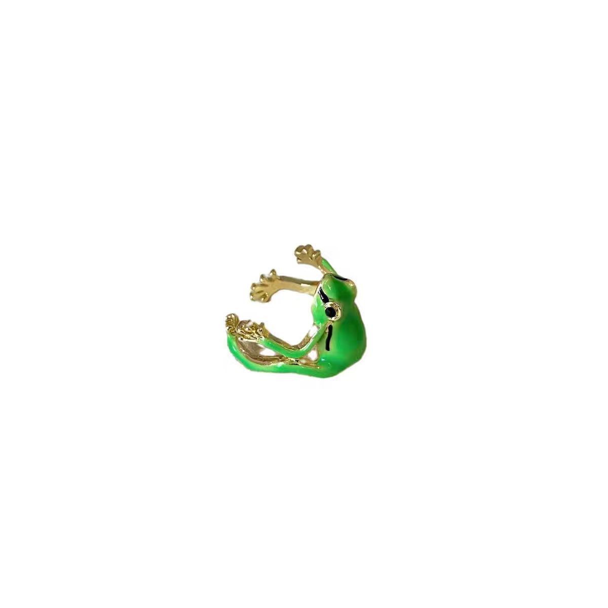 New frog earrings in European and American style for women, cross-border, cute and unique animal ear studs, retro earless ear clips wholesale Item Picture