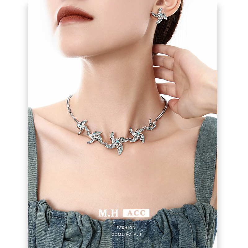 Childlike windmill asymmetrical earrings, women's light luxury ins school style fashionable stud earrings, high-end feel, 925 silver needle earrings Specification drawing