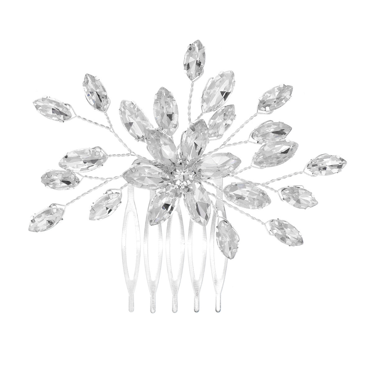 New Chinese-style bride's updo hair accessory, exquisite handcrafted side-inserted comb, light luxury horse's eye water diamond bangs, broken hair comb Item Picture