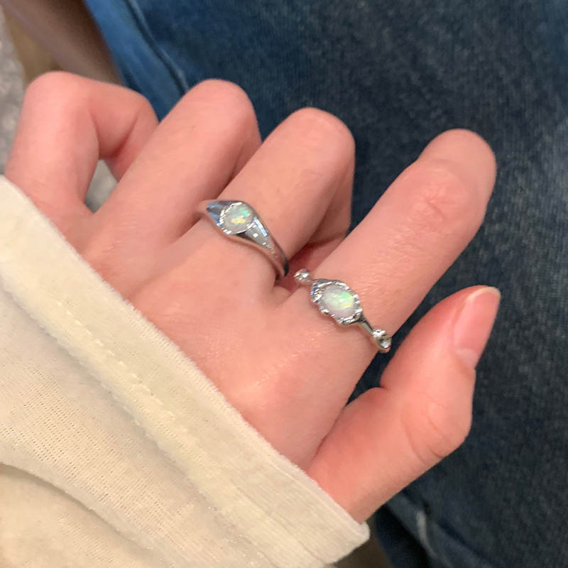 Simple and individual colorful stone open ring for women's Instagram cold style new trendy and fashionable high-end design food ring full figure