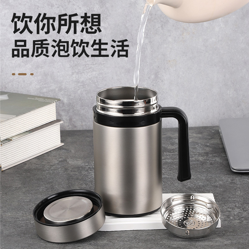 Wholesale high-end 316 stainless steel office cups, business gifts, insulated cups, tea-water separation cups, large-capacity tea brewing cups Application Scenario