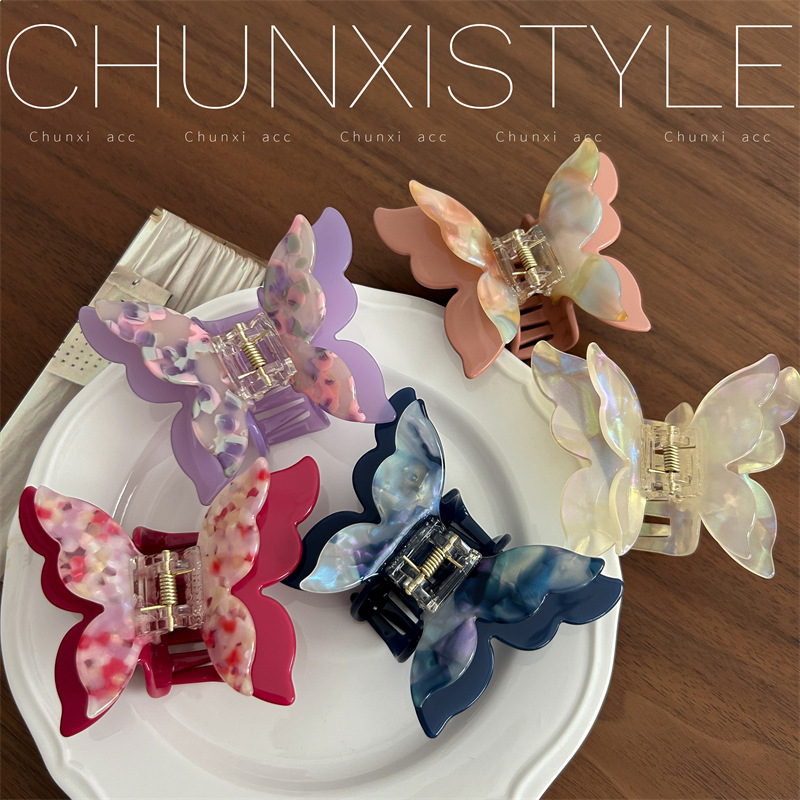 Thickened acetic acid material! Double-layer bow, cute and lively. The back of the head is a hair-grabbing shark clip for girls full figure