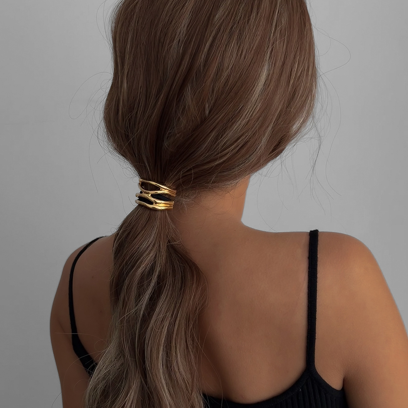 Wholesale 2024 new hollowed-out curved hair band, summer versatile and high-end hair tie, ponytail hair accessory Specification drawing