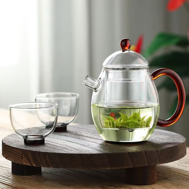 Glass teapot, dragon egg teapot, mini small single teapot, single-person high borosilicate teapot, transparent Gongfu tea set full figure
