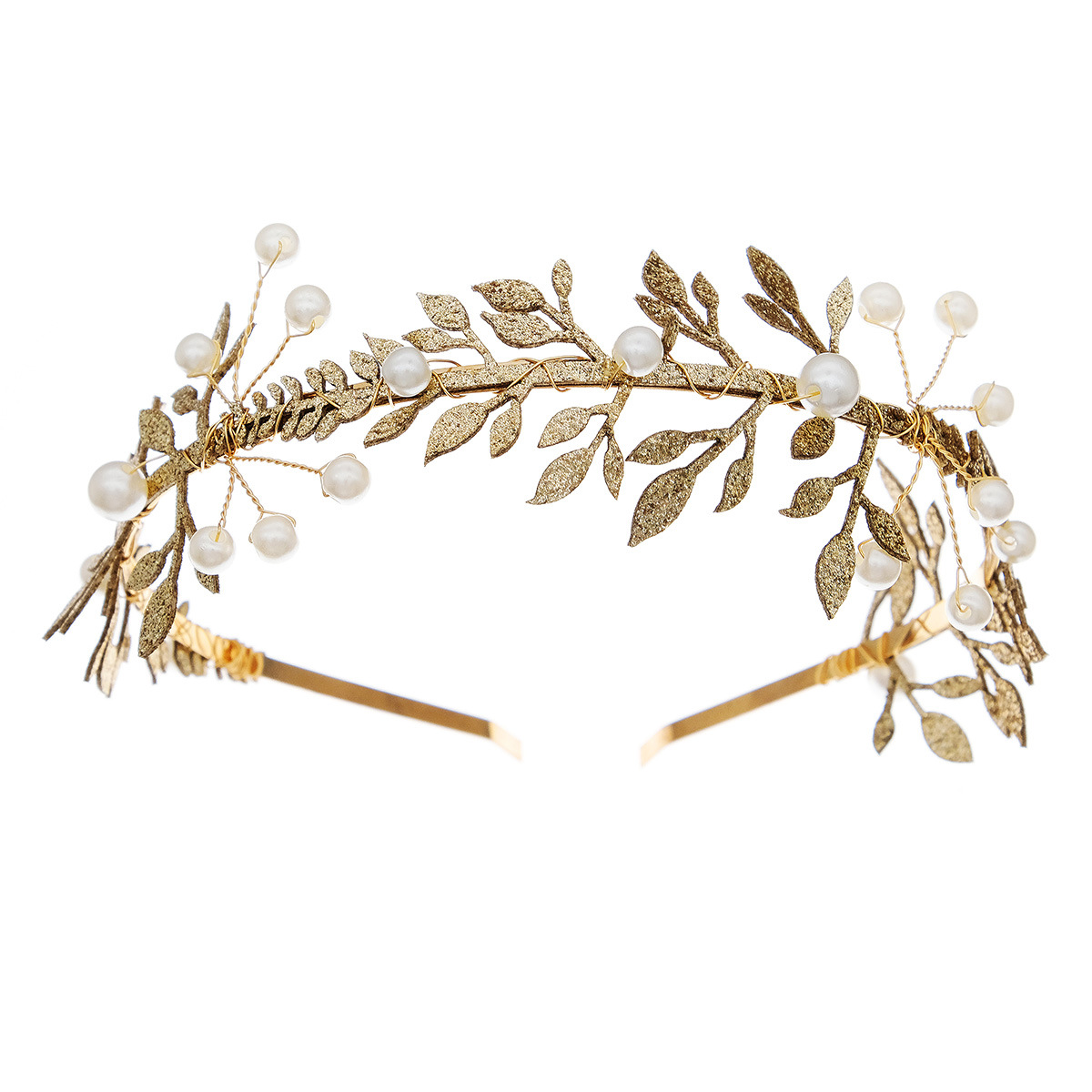 European and American party and dance accessories, fairy headbands, fabric, golden leaves, handcrafted hair bands, Xiuhe wedding dresses, pearl hair bands Item Picture