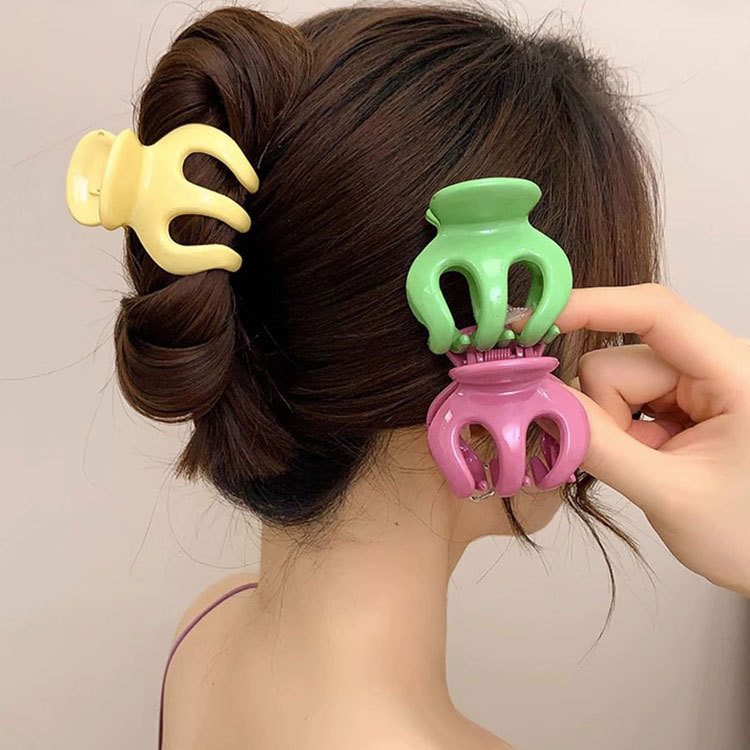 Dopamine candy-colored hair clips, cute pumpkin grab clips, large high ponytail fixed clips, back of the head hair clips Specification drawing