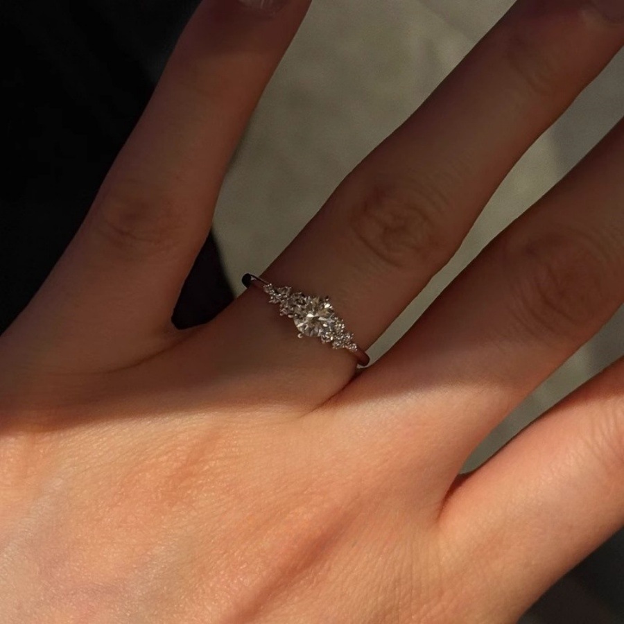 French cold and elegant diamond zircon ring, gentle and refined for women, light luxury and niche design, high-end and versatile open ring full figure