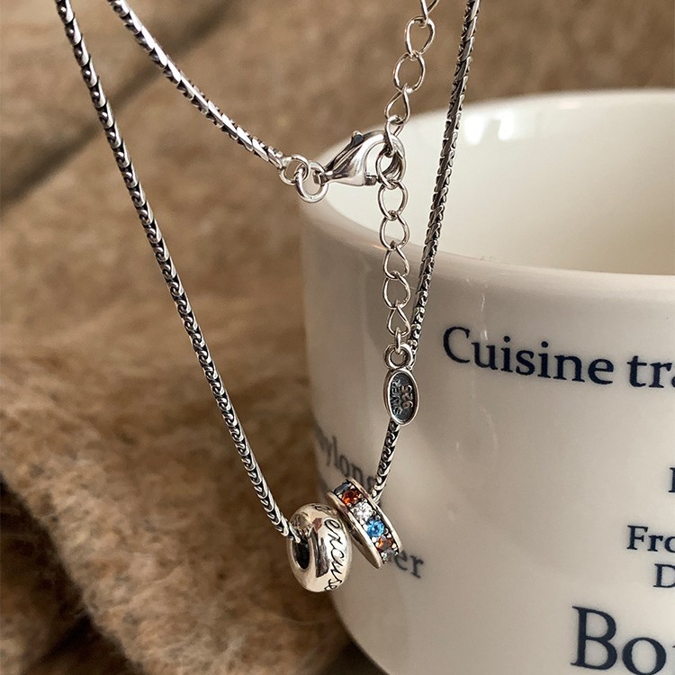Simple letter color diamond necklace for women 2025 collarbone chain, new niche design sense hoodie chain wholesale accessory details Picture