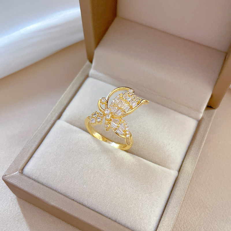 【 Real Gold 】 Bow zircon ring with adjustable opening, simple Japanese-style bracelet, couple rings Application Scenario