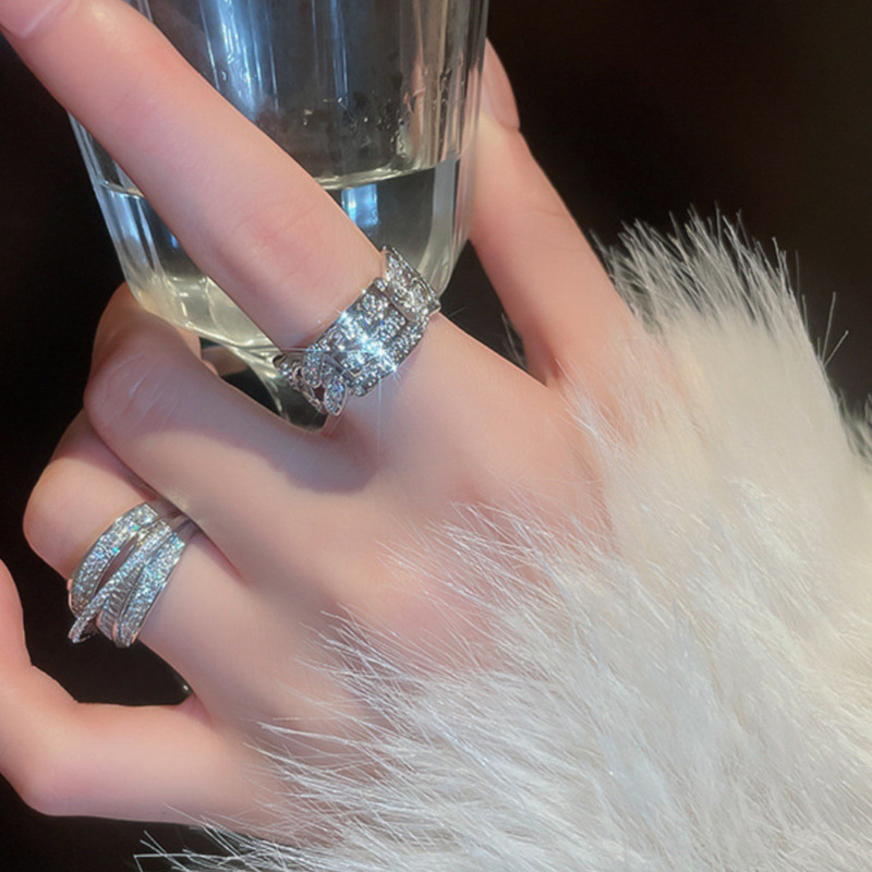 Korean retro design Instagram cold style open ring for women, a niche, light luxury and high-end index finger ring, trendy and cool full figure