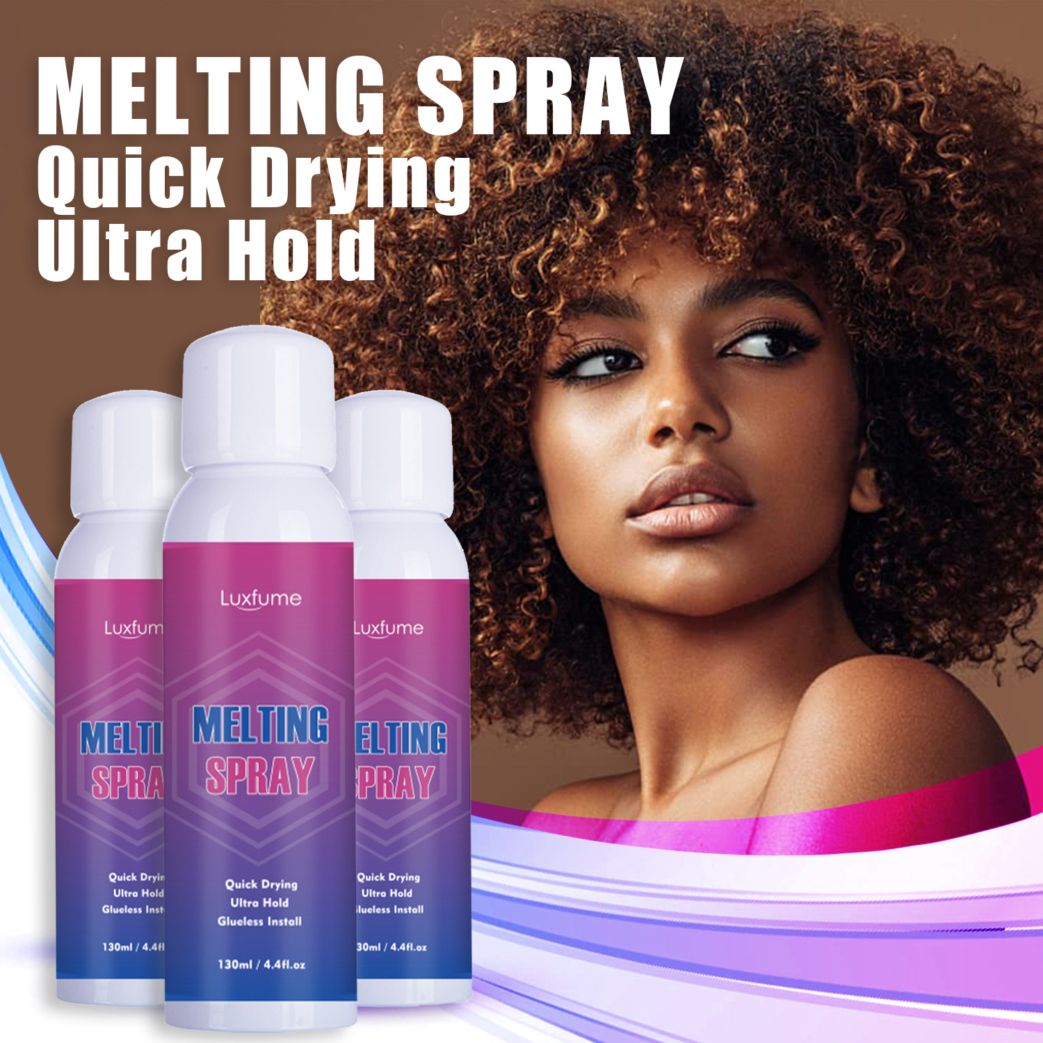 Lace glue spray Wig glue spray Quick-drying lace glue Transparent spray 130ml full figure
