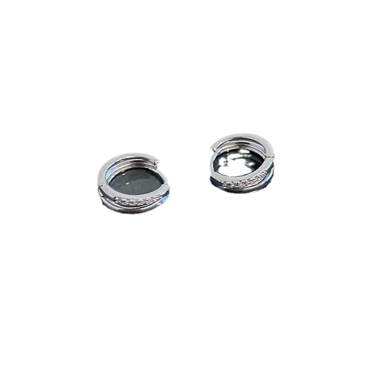 Double-layer zircon fashionable plain ring earrings for women's ins cold style, versatile and elegant ear rings, simple ring ear buckles and earrings Item Picture
