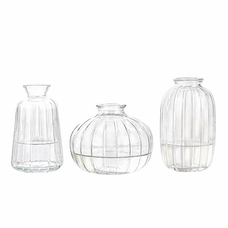 Nordic style ins small vase with transparent colored flower arrangement for bedroom, living room and dining room decoration, dry vase Item Picture