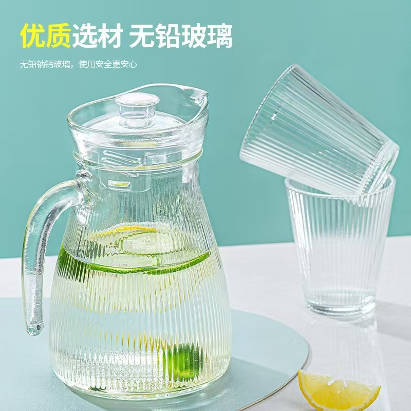 Source factory glass cold water bottle set, high appearance level, large-capacity household cold water bottle and cup, wholesale of event gifts Specification drawing