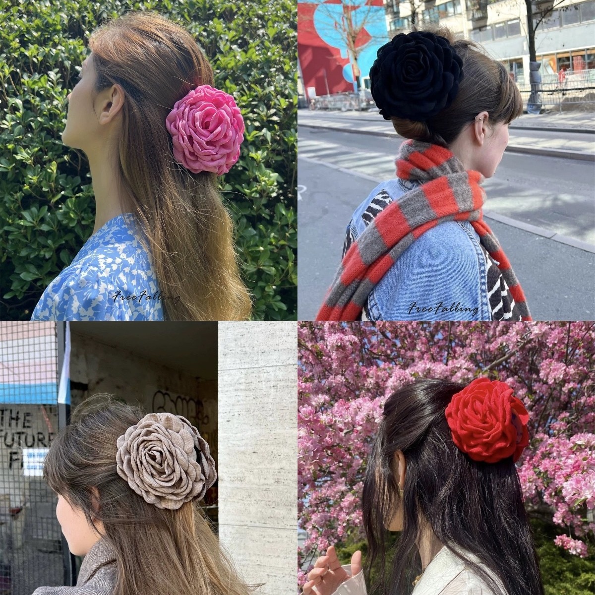 Caro's same style flower clipper, rose hairpin, women's spring and summer hair clipper, back of the head, shark clip hairpin, hair flower accessory full figure