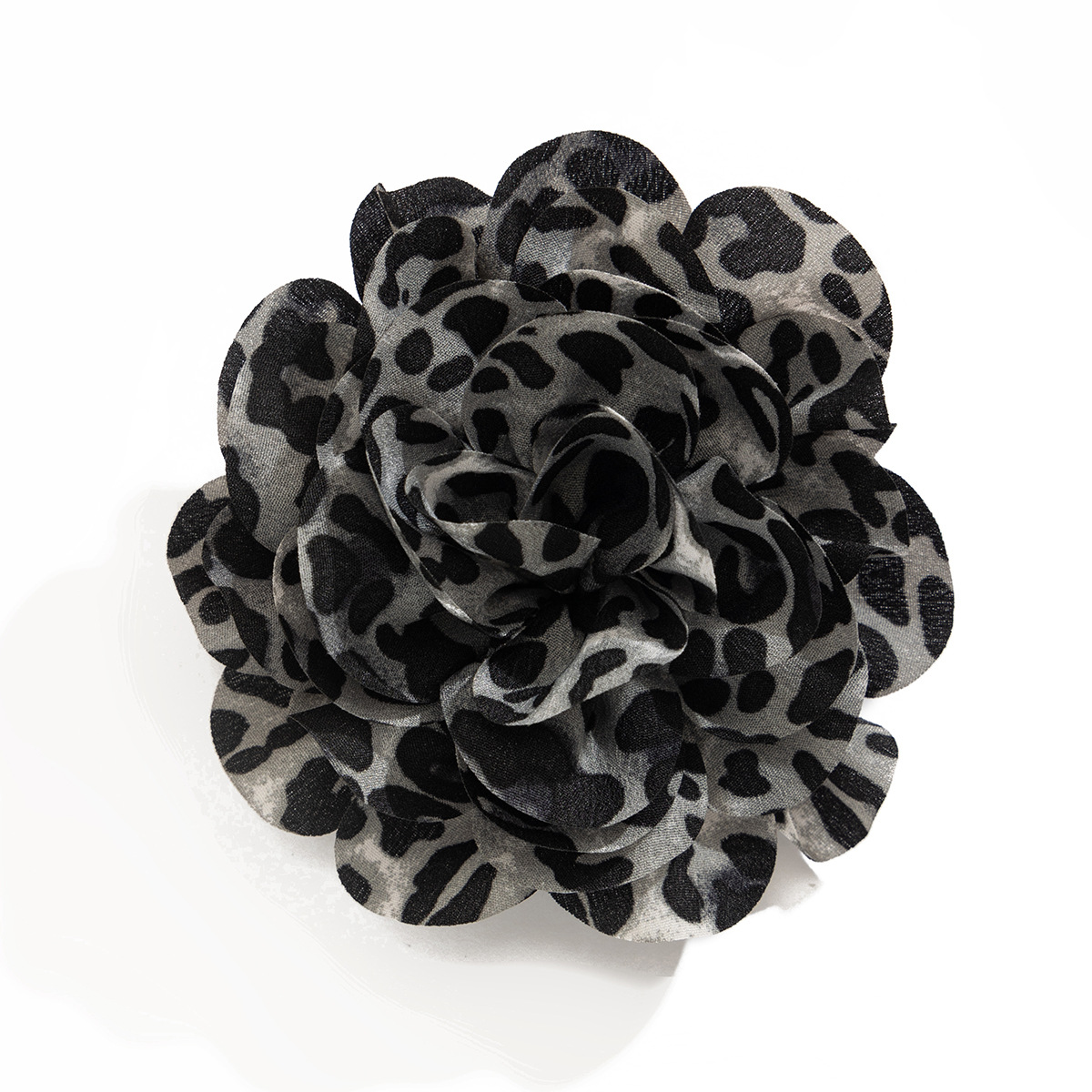 European and American cross-border personalized and fashionable black panther pattern duckbill pin exaggerated fabric flower brooch winter new style Item Picture