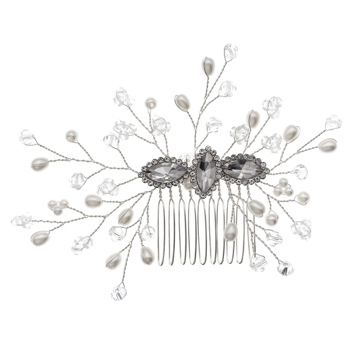 Wholesale of new cross-border bride wedding headwear, European and American banquet photo hair accessories, simple horse eye water diamond hair combs Item Picture