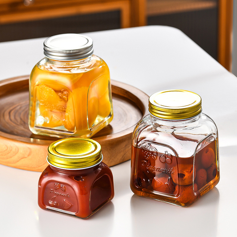 Wholesale fruit canned bottles 500ml, pickled vegetable bottles, creative honey bottles, jam beef chili sauce bottles, food grade Specification drawing