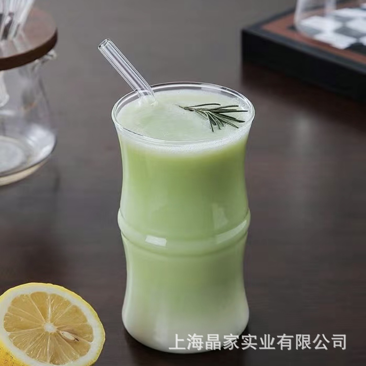 High boron cup, simple office home bamboo joint cup, drinking cup, coffee cup, transparent glass, milk juice, printed logo details Picture
