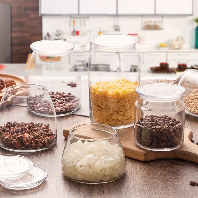 Wholesale Libbey glass sealed jars, dried fruit storage jars, tea jars, lemon and honey glass storage jars full figure