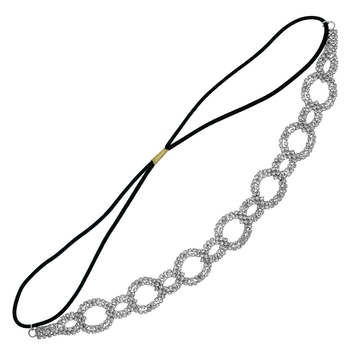 European and American bridal dress, evening gown, hair accessory design sense geometric full drill band, daily pressure water diamond elastic hair band Item Picture