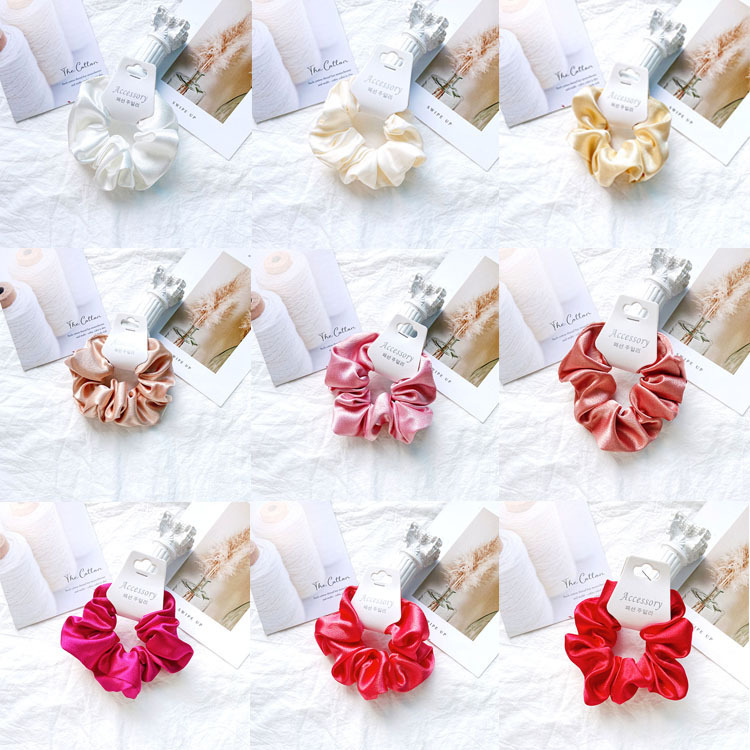 Wholesale of cross-border autumn and winter solid-color hair ties with a satin-like texture, large faux silk hair ties, and high ponytail hair ties Specification drawing