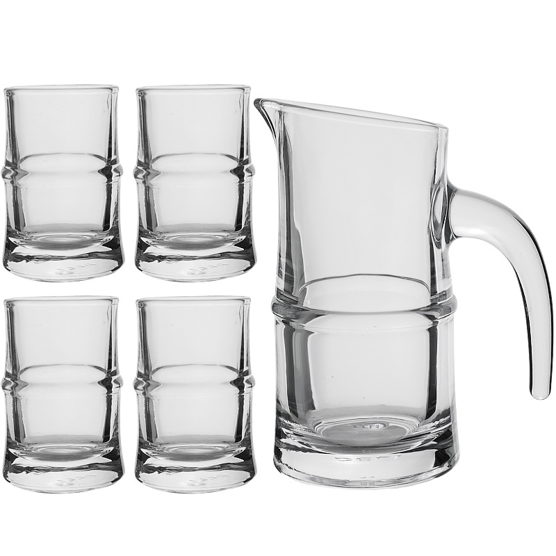 Bolimei Baijiu dispenser, spirits cup, bamboo joint glass cup, Baijiu cup, creative transparent bottle with handle Item Picture